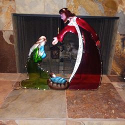 2 ft Nativity Lighted Glass & Metal