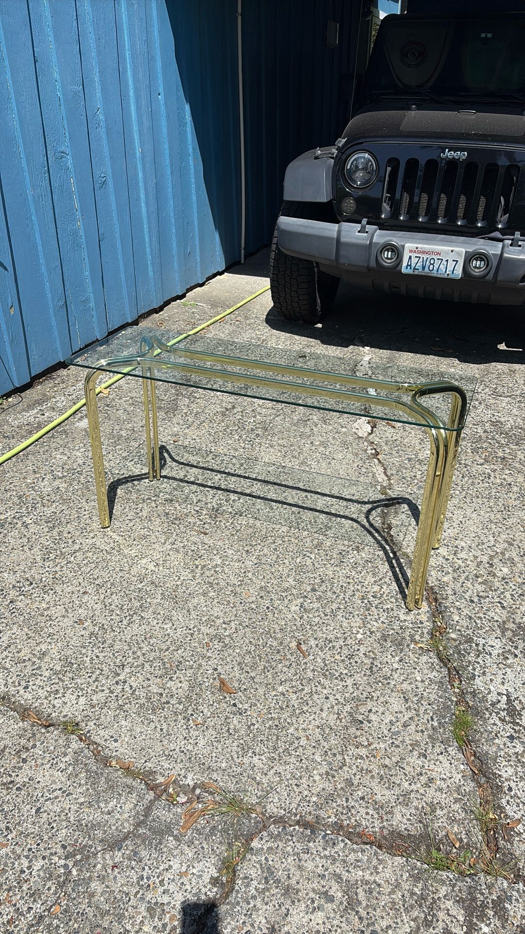 Glass Brass Console Table 