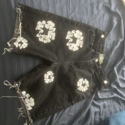 Denim Tear Jean shorts