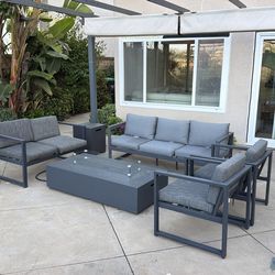 Patio Chair and table with fire pit. $250