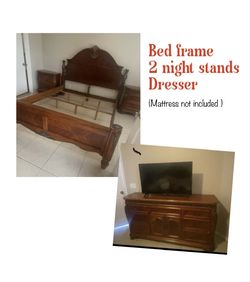 Bedroom Set - Bed Frame, 2 Night Stands And  Dresser 