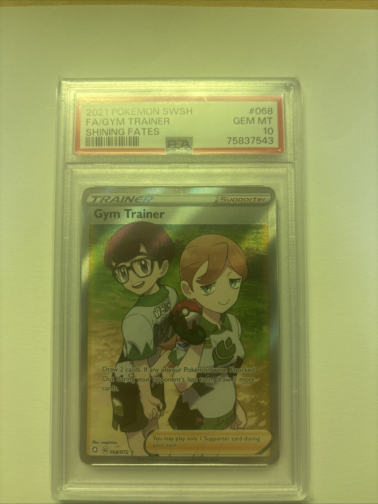 Pokémon TCG Gym Trainer Shining Fates Holo Ultra Rare Card 068/072 PSA 10
