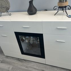 modern white high-gloss sideboard or buffet cabinet 59 By 36 By 18 