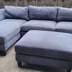 Blue Sectional Couch w/ Ottoman
