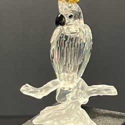 Swarovski 2000s Cockatoo Yellow Crest On Frosted Branch, 261635, 3.75”