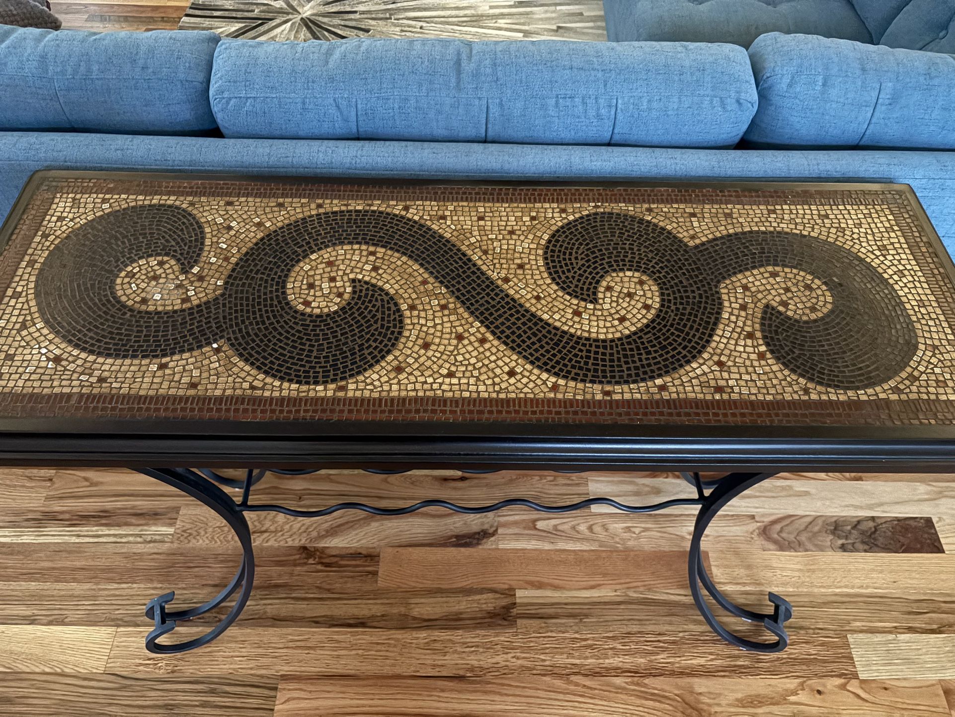 Mosaic Wood And Iron Console Table
