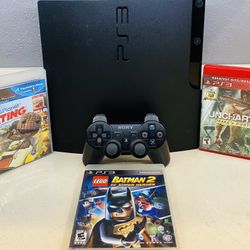 PlayStation 3 Slim Bundle (Controller+Cords+3 Game) Tested Authentic