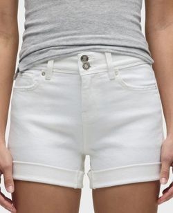 Hudson Croxley Women's White Cuffed Denim Shorts (Standard Flap Version), Size 26