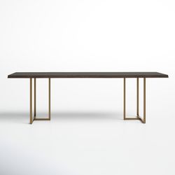 Large Rectangular Dining Table - Solid Acacia Wood with Metal Base