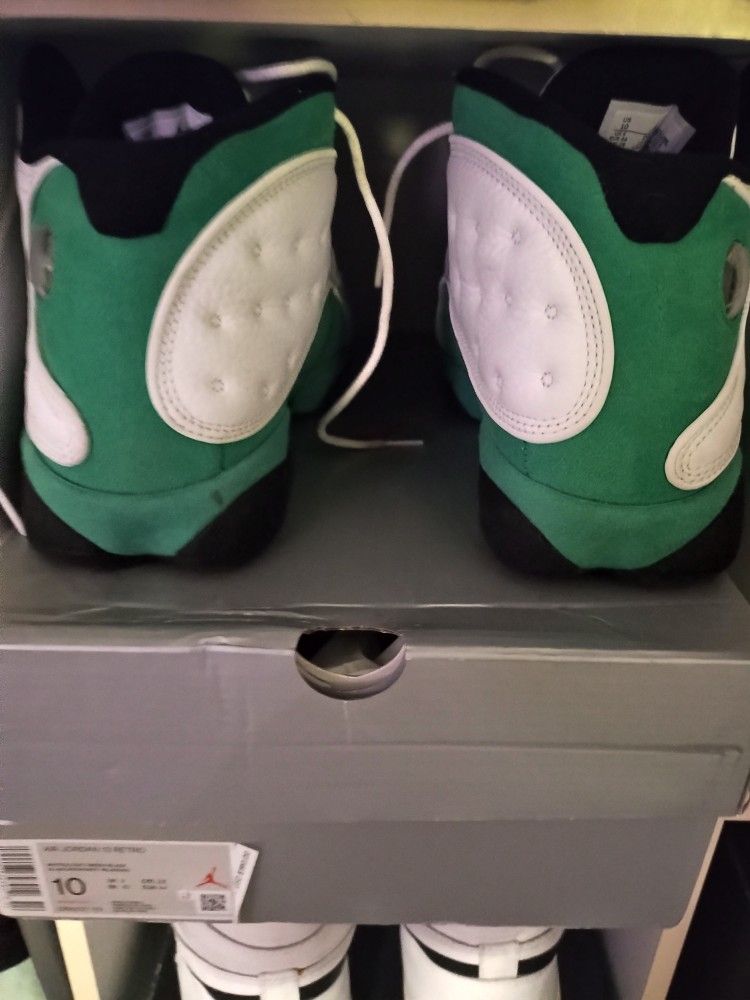 Lucky Green 13 Jordans Sz10