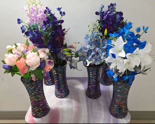 *** NEW LOW PRICE *** BOHO Mosaic Vases with Faux Floral Bouquets ($30 EACH) @ Lasting Creations