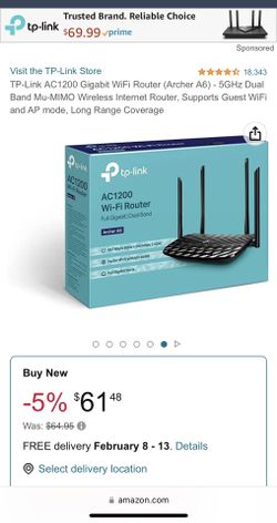 TP-Link AC1200 Gigabit WiFi Router (Archer A6)