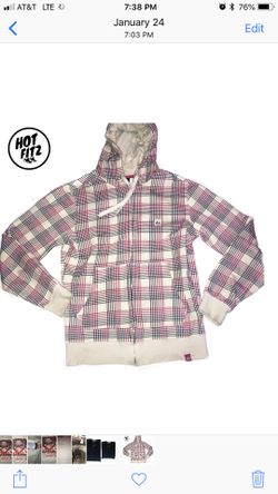 ES (skate brand) Burberry like plaid zip up sweater