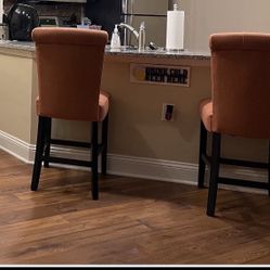 ✨ Set of 2 Orange Counter-Height Barstools – $100  (Firm) ✨