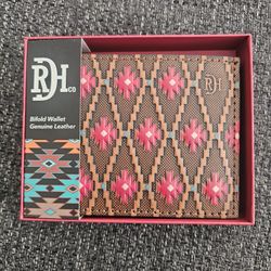 RED DIRT BIFOLD WALLET GENUINE LEATHER BROWN-RED-BLUE