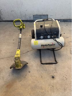 AIR COMPRESSOR AND RYOBI TRIMMER FOR PARTS NO FUNCIONA