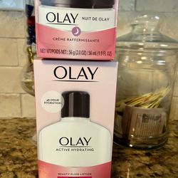 Set of 2 olay night cream 2oz & active hydrating lotion•6oz•all for $12