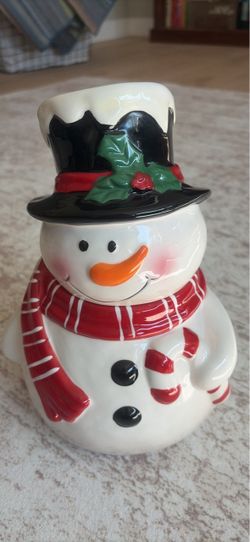 Ceramic Santa Snowman Cookie/Treat Jar