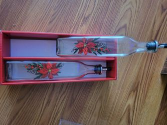 Poinsetta Oil & Vinegar Glass bottles