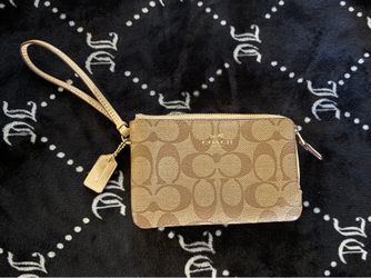 Coach Signature Double Zip Wristlet Wallet