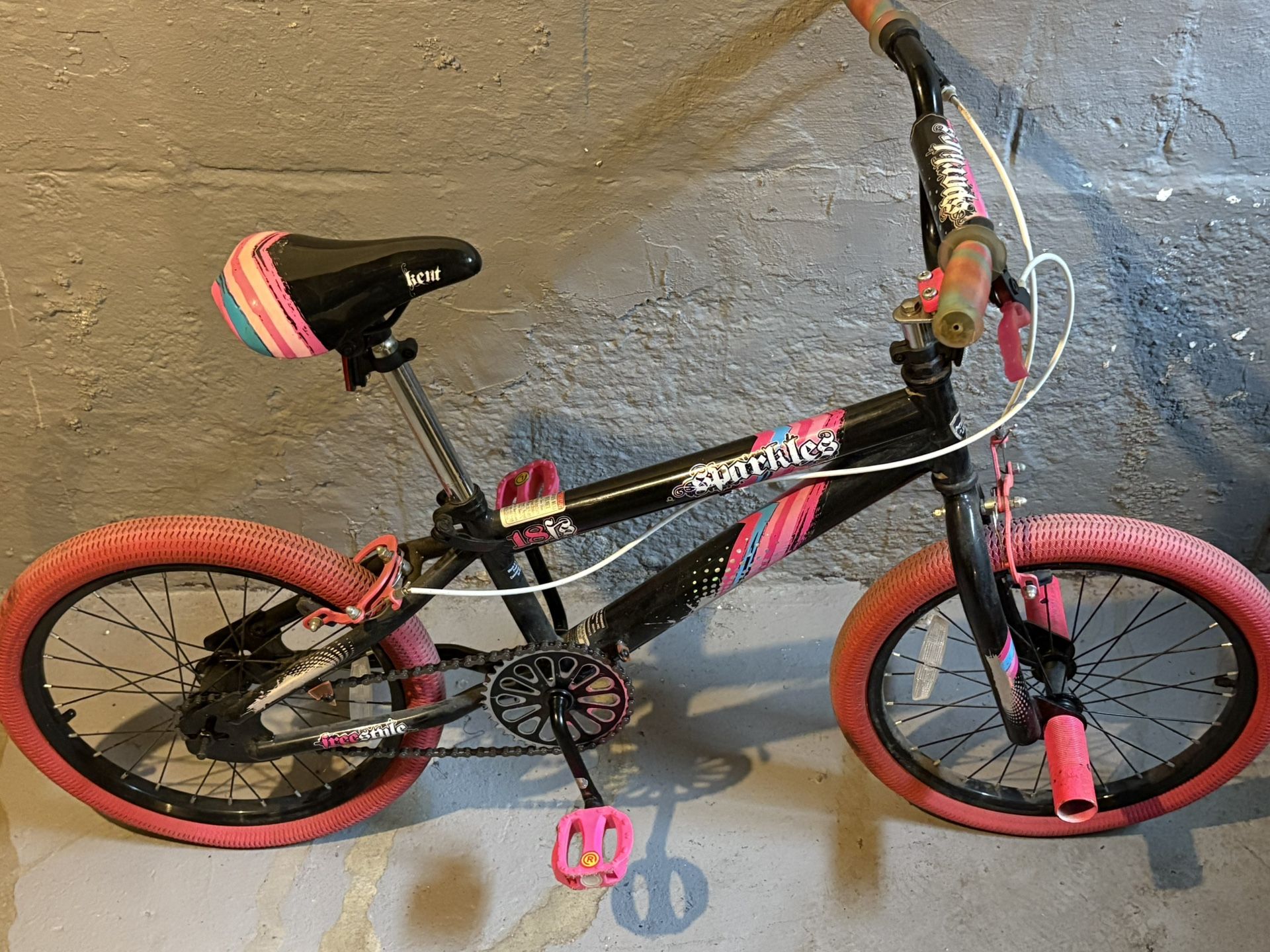 Kent girls Bike Front Pegs Pink And Black Bike 