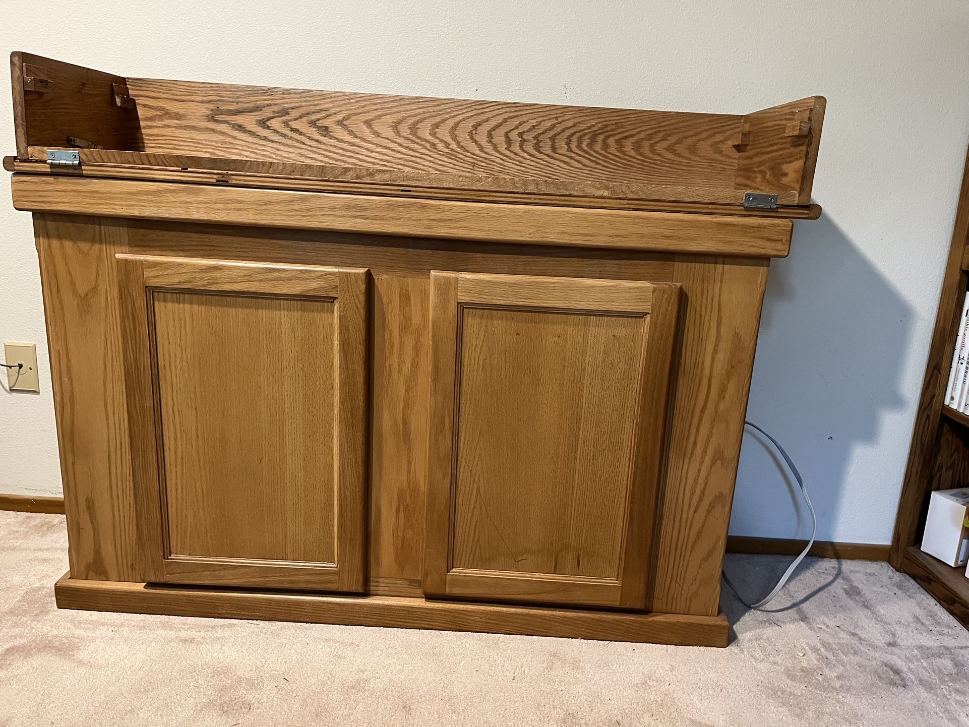 Oak 55 Gallon Fish Tank Stand With Hood