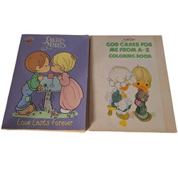 Precious Moments Coloring Books Love Lasts Forever God Cares A-Z ABC Book Christian