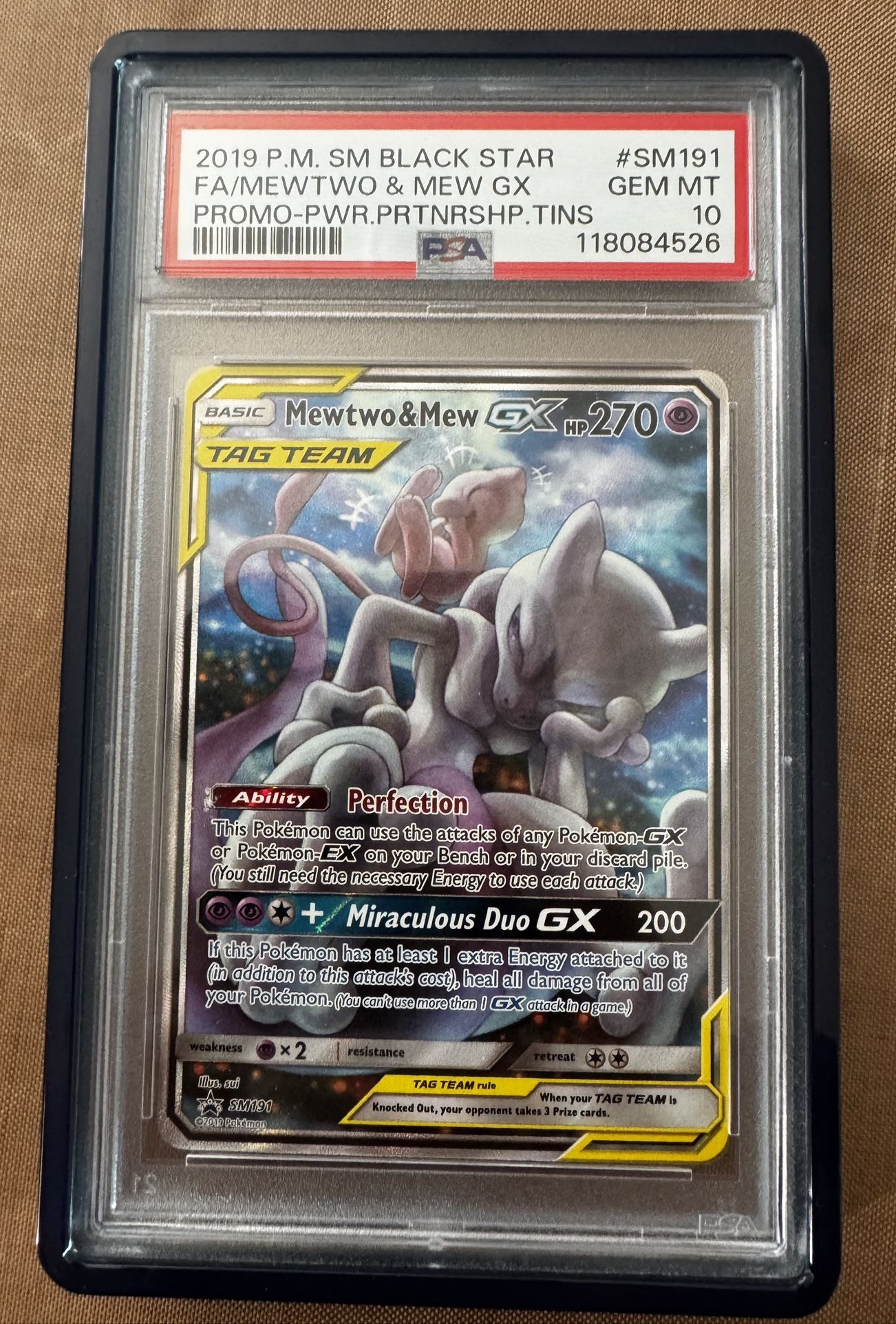 FA/Mewtwo & Mew GX Super Rare PSA 10