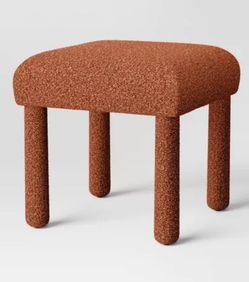 Upholstered Square Stool Ottoman Rust Boucle - Room Essentials