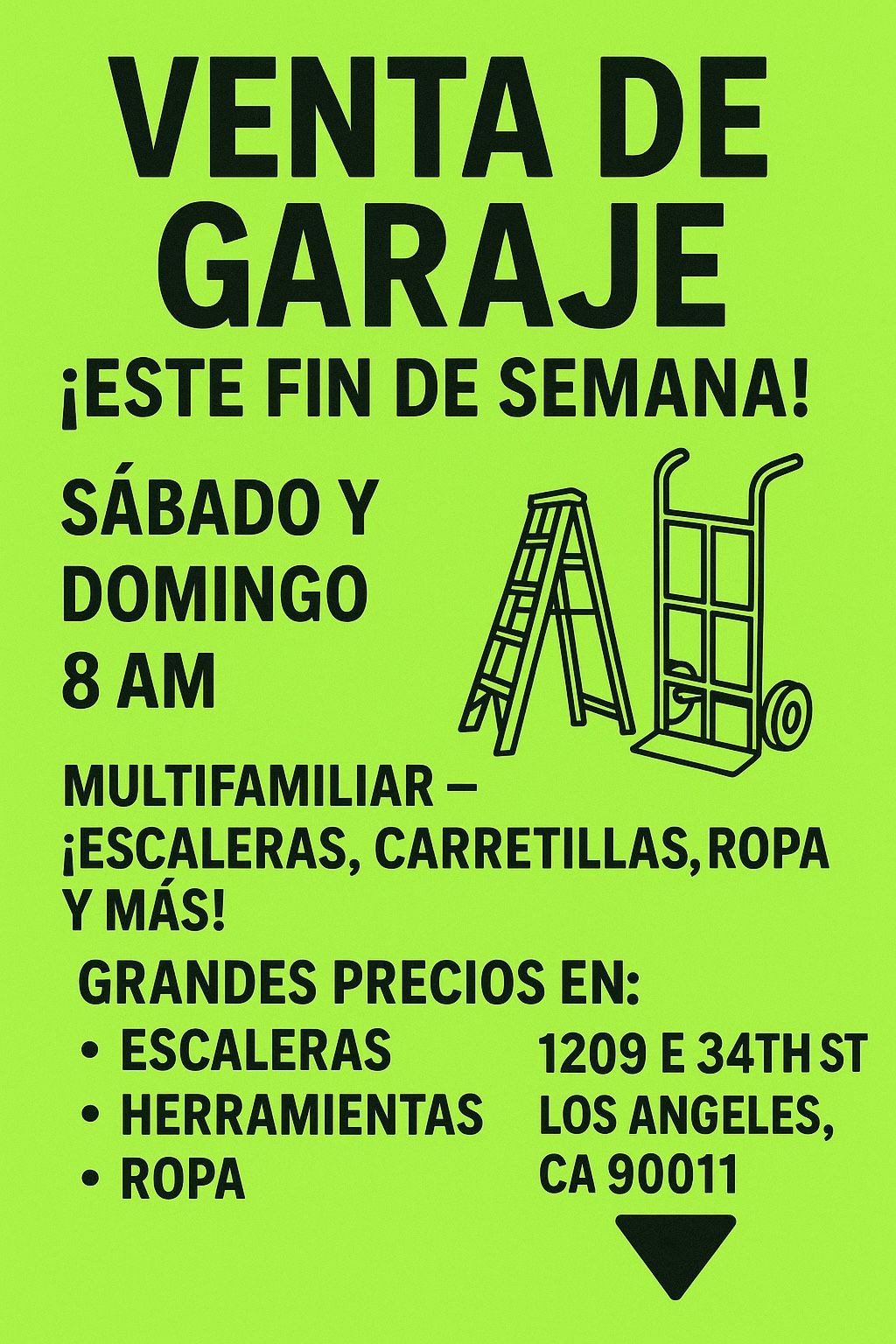 📍Venta de Garaje Este Fin de Semana – Multifamiliar: Herramientas, Ropa NUEVA, Escaleras y Más