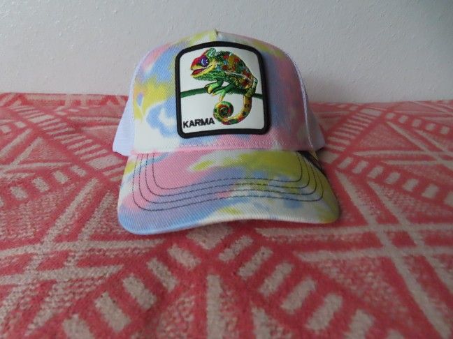 Goorin Bros Animal Farm Hat Trucker Snapback Cap CHAMELEON - KARMA tie dye pink