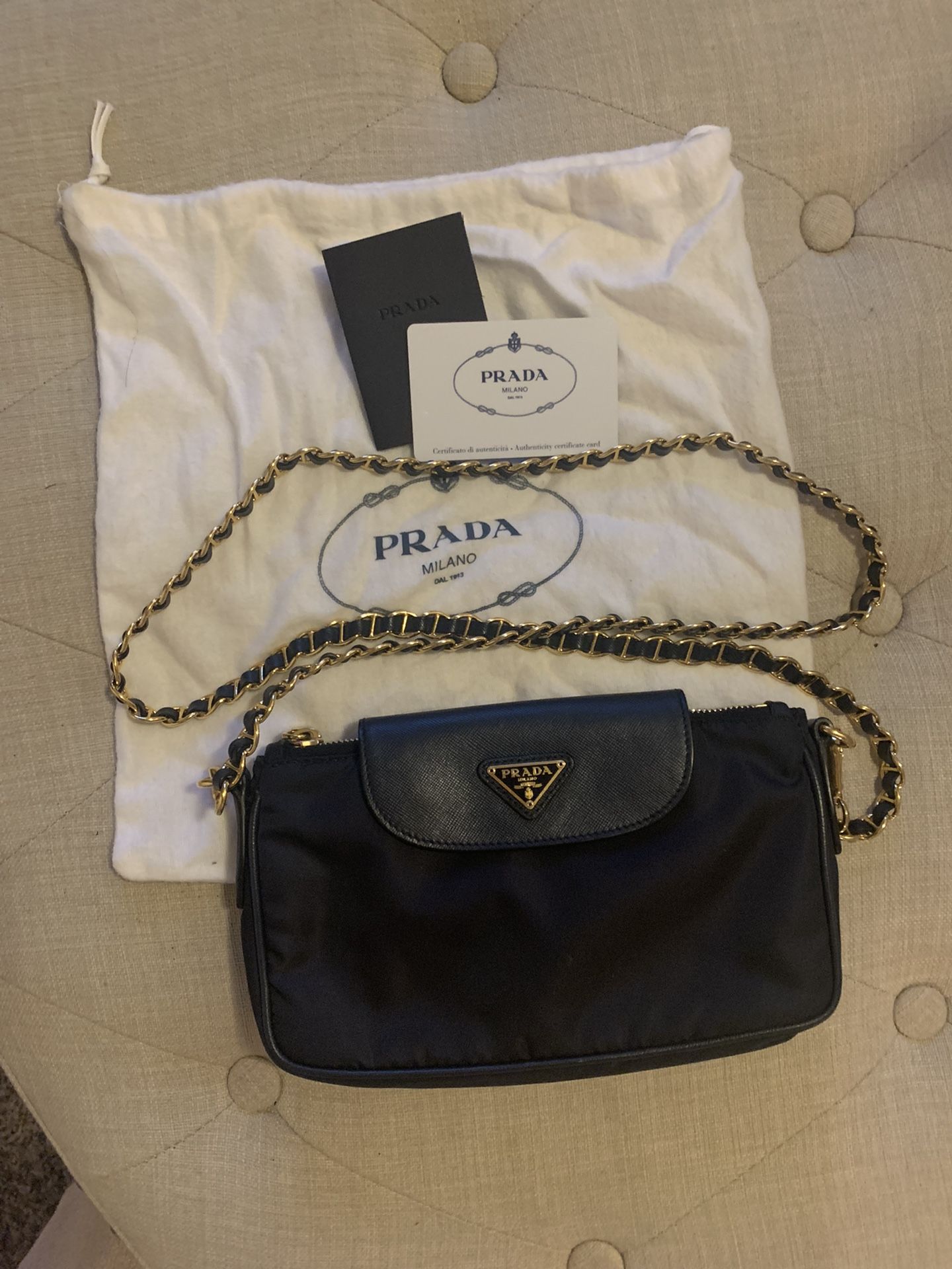 Authentic Chain Testuto and Saffiano Leather Small Cross Body Bag