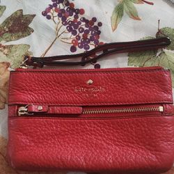 Red Kate Spade Wristlet Wallet 
