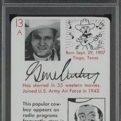 PSA DNA GENE AUTRY SIGNED 1945 AUTOGRAPHS GAME CARD 