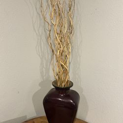 Red Vase With Reeds