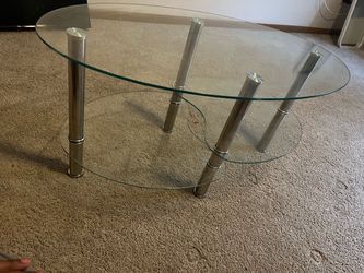 Two-Tier Oval Glass Coffee Table