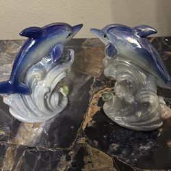 Ks Collections Vintage Ceramic Dolphins Set