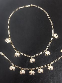 Gold plated elephant 🐘 chain with bracelet set