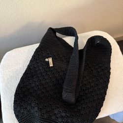 Excellent Condition Hand Crocheted Beautiful Vintage Black Crochet THE SAK Handbag From Saks Fifth Avenue