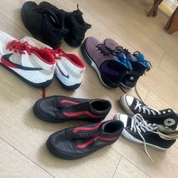 Assorted Men’s tennis shoes..Nike, Black Jordan’s Converse, vans