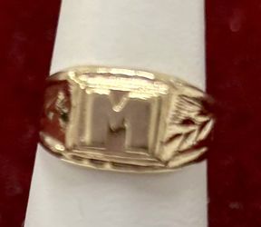 Unisex Initial Ring 14k Yellow Gold