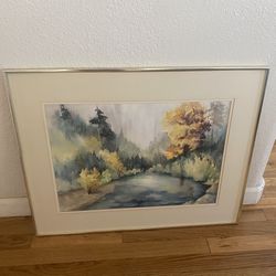 Vintage H.M. Terzian Framed Watercolor Art   