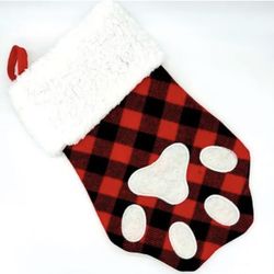 HOBBY LOBBY RED/BLACK PLAID PET CHRISTMAS STOCKING