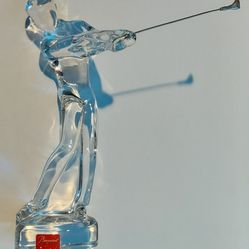 Baccarat Crystal Golfer St Andrews Metal Club 7" Tall Made in France