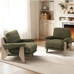 Brand New Green Mid-Century Accent Chairs (Set of 2)