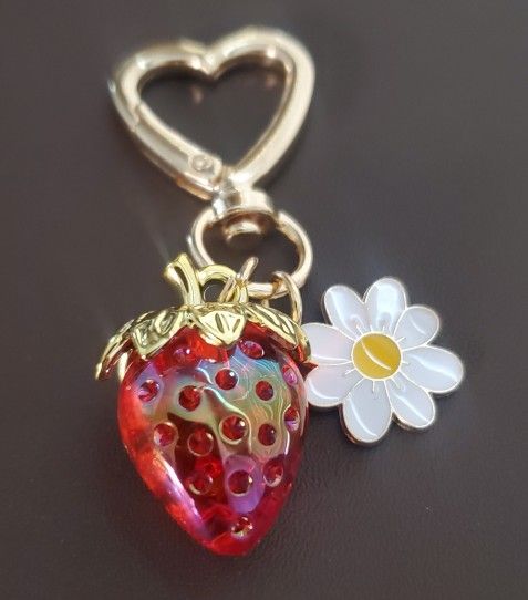 Red Strawberry Keychain, Bag Charm for Purse, keys Backpack