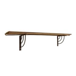 36"W x 6.25"D Roman Bronze & Natural Wood Wrought Iron Decorative Wall Shelf