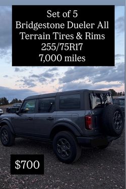 Set of 5 Bridgestone Dueler All Terrain Tires & Rims 255/75R17 7,000 miles
