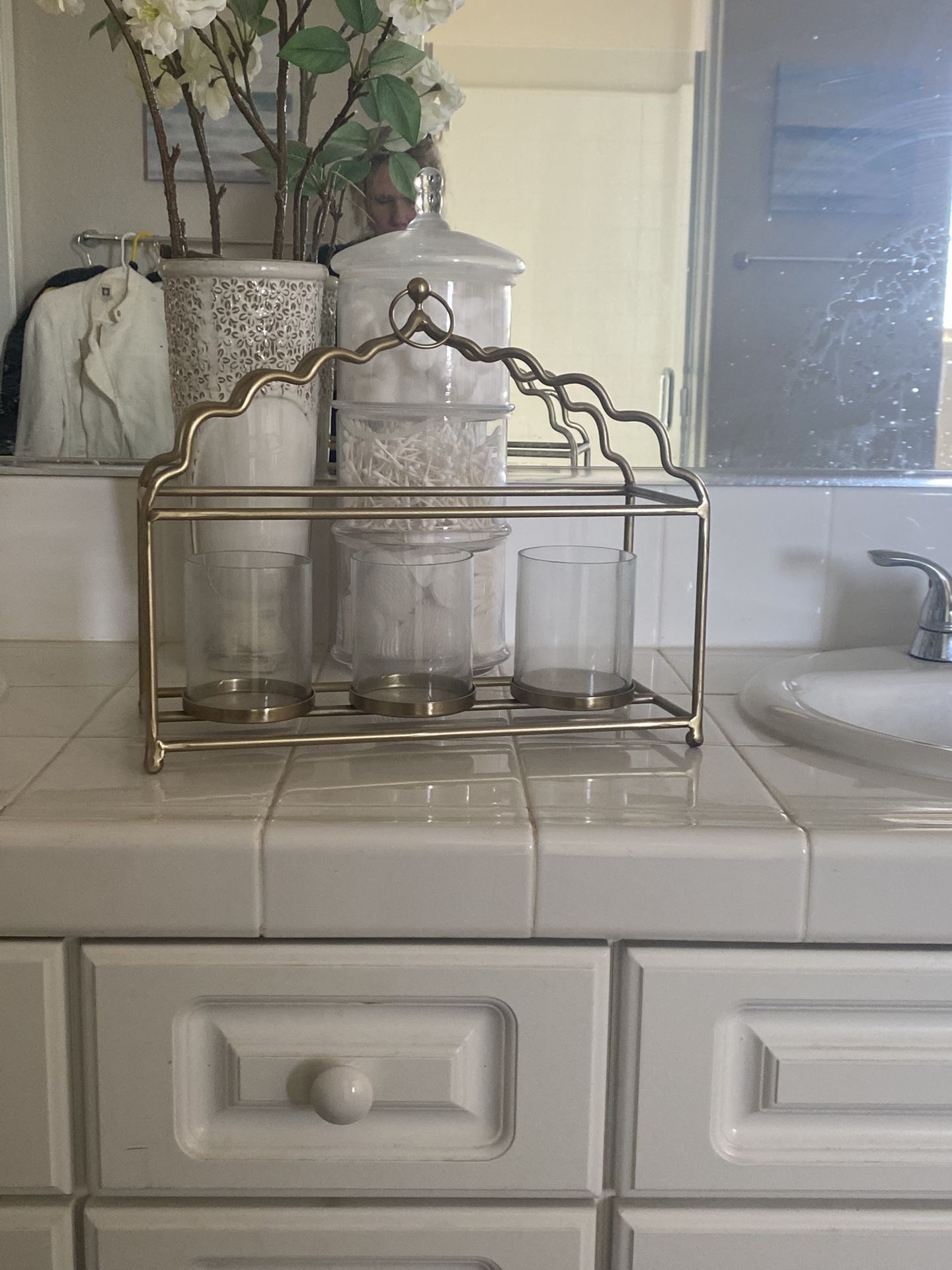 Goldstone And Glass Candleholder