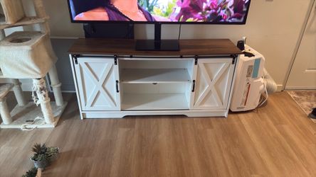 White farm house tv stand.